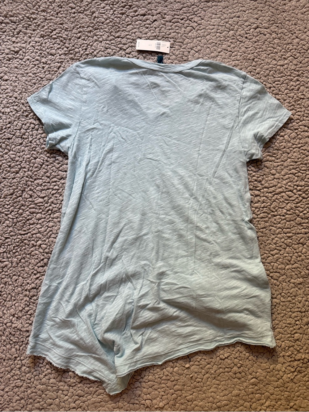 Anthropologie Light Blue Lace-Hem V-Neck Top - Women - Picture 3 of 5